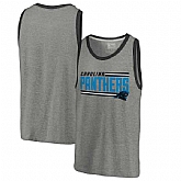 Carolina Panthers NFL Pro Line by Fanatics Branded Iconic Collection Onside Stripe Tri-Blend Tank Top - Heathered Gray